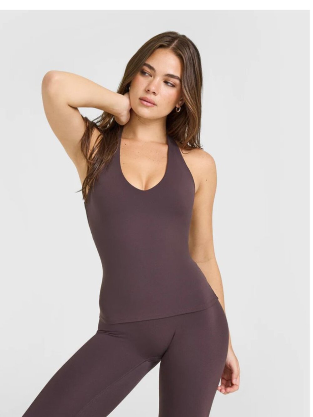 ONER ACTIVE SoftMotion™ Halter Neck Tank Top - Dark Umber Brown SMALL